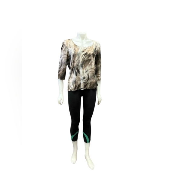 Libra Brown & Black Shimmery Quarter Sleeve Top Size XL NWT - Picture 1 of 8